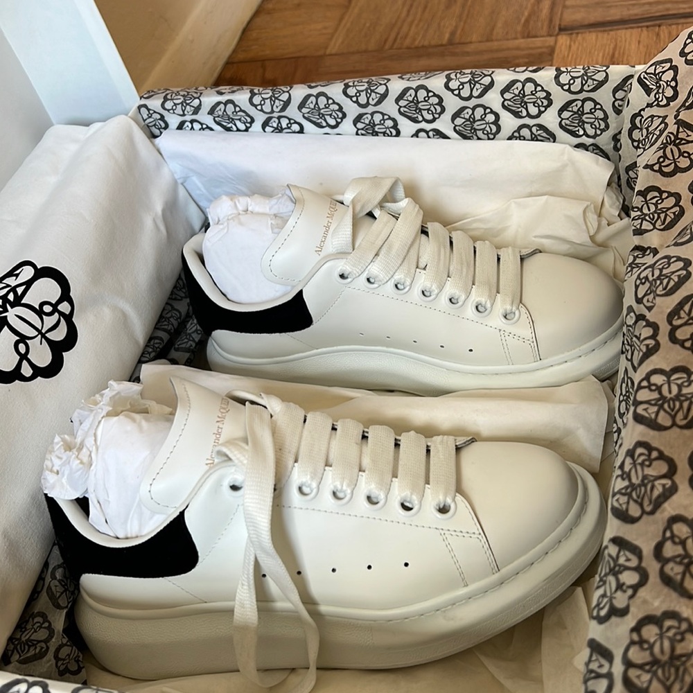 Alexander McQueen suede trimmed leather sneakers